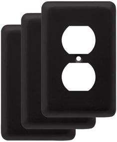 img 4 attached to 🔌 Franklin Brass Stamped Round Single Duplex Outlet Wall Plate / Switch Plate / Cover, Flat Black, 3-Pack - W10249V-FB-C