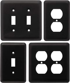 img 1 attached to 🔌 Franklin Brass Stamped Round Single Duplex Outlet Wall Plate / Switch Plate / Cover, Flat Black, 3-Pack - W10249V-FB-C