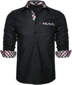 img 3 attached to Stay stylishly comfortable in Neufigr's Long Sleeve Casual Button Shirts