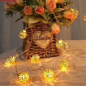 img 2 attached to Twinkle Star Halloween Decor: Golden Moroccan Hanging Lights - Battery Operated Indoor String Lights for Home, Bedroom, Party, Wedding, Christmas Tree - Warm White Glow