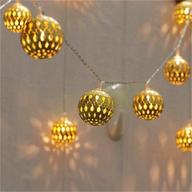 twinkle star halloween decor: golden moroccan hanging lights - battery operated indoor string lights for home, bedroom, party, wedding, christmas tree - warm white glow логотип