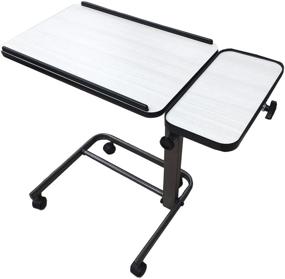 img 3 attached to 📚 Versatile and Portable Acrobat Professional Overbed/Laptop Table - Tilting, Height Adjustable with Casters, Split Top for Maximum Convenience. Foldable for Easy Storage. (White Birch)