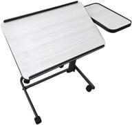 📚 versatile and portable acrobat professional overbed/laptop table - tilting, height adjustable with casters, split top for maximum convenience. foldable for easy storage. (white birch) logo