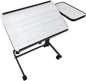 img 4 attached to 📚 Versatile and Portable Acrobat Professional Overbed/Laptop Table - Tilting, Height Adjustable with Casters, Split Top for Maximum Convenience. Foldable for Easy Storage. (White Birch)