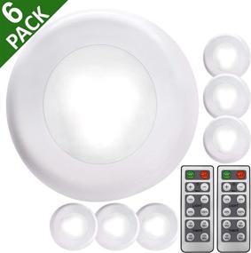 img 3 attached to 🔦 6-Pack Wireless LED White Puck Lights with Remote Control - Battery Operated Under Cabinet Lighting for Kitchen or Closet - Easy Push Puck Light with Adjustable Brightness and Dimmer Function