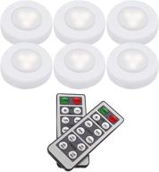 🔦 6-pack wireless led white puck lights with remote control - battery operated under cabinet lighting for kitchen or closet - easy push puck light with adjustable brightness and dimmer function логотип