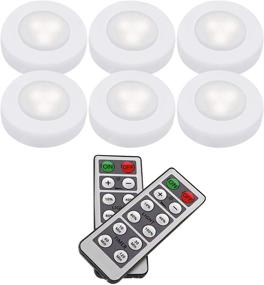 img 4 attached to 🔦 6-Pack Wireless LED White Puck Lights with Remote Control - Battery Operated Under Cabinet Lighting for Kitchen or Closet - Easy Push Puck Light with Adjustable Brightness and Dimmer Function