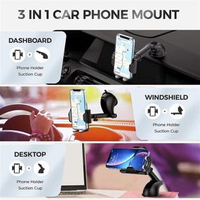 img 3 attached to 📱 Venste Hands-Free Car Phone Mount [Big Phones & Thick Case Compatible] - Universal Dashboard/Windshield Holder Expert for iPhone 12 Pro, Samsung Galaxy, and All Phones