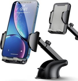 img 4 attached to 📱 Venste Hands-Free Car Phone Mount [Big Phones & Thick Case Compatible] - Universal Dashboard/Windshield Holder Expert for iPhone 12 Pro, Samsung Galaxy, and All Phones