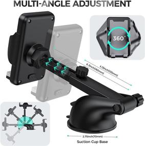 img 1 attached to 📱 Venste Hands-Free Car Phone Mount [Big Phones & Thick Case Compatible] - Universal Dashboard/Windshield Holder Expert for iPhone 12 Pro, Samsung Galaxy, and All Phones