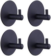 🧲 durable gerzwy adhesive hooks: stainless steel wall hooks for hanging coat, hat, towel - 4 pack (matte black) logo