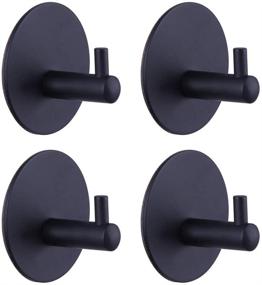 img 4 attached to 🧲 Durable GERZWY Adhesive Hooks: Stainless Steel Wall Hooks for Hanging Coat, Hat, Towel - 4 Pack (Matte Black)