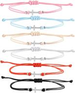 🙏 handmade string cross bracelets - adjustable christian jewelry for women, girls, teens, and kids - set of 6 bulk wish bracelets logo