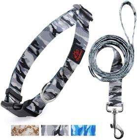 img 4 attached to 🐾 Negbpol Camouflage Dog Collars and Leash Set: Personalized Pet Essentials for Dogs - Adjustable Nylon Collars in Gray - Small 2 Piece Set