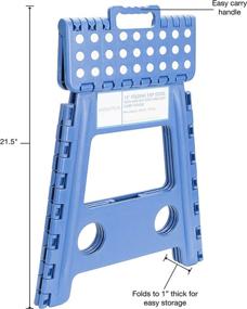 img 1 attached to 🔵 ESSENTIALS 21048 15” Folding Step Stool: Wide, Foldable, Blue Plastic Step Stools for Adults