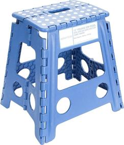 img 4 attached to 🔵 ESSENTIALS 21048 15” Folding Step Stool: Wide, Foldable, Blue Plastic Step Stools for Adults