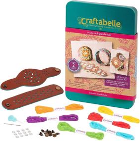 img 4 attached to Craftabelle – Bracelet Making Kit – 28pc Jewelry Set with Embroidery Floss and Leatherette Cuffs – DIY Jewelry Kits for Kids Aged 8 Years + – Off The Cuff Creation Kit