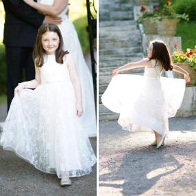 img 1 attached to 👗 A-Line Wedding Pageant Lace Flower Girl Dress: Elegant Style with Belt for Ages 2-12