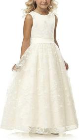 img 4 attached to 👗 A-Line Wedding Pageant Lace Flower Girl Dress: Elegant Style with Belt for Ages 2-12