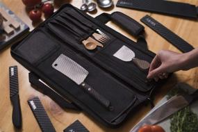 img 2 attached to ✂ Asaya Chef Knife Roll Bag: 12 карманов для ножей и кухонных принадлежностей - путешествуйте с комфортом, легкий и устойчивый к пятнам нейлон - ножи не включены.