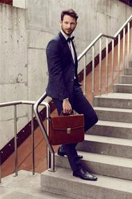 img 3 attached to 👜 Handmade Brown Unisex Leather Briefcase - Classic Style Laptop Bag by Time Resistance