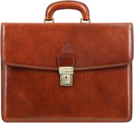 👜 handmade brown unisex leather briefcase - classic style laptop bag by time resistance logo