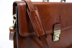 img 1 attached to 👜 Handmade Brown Unisex Leather Briefcase - Classic Style Laptop Bag by Time Resistance