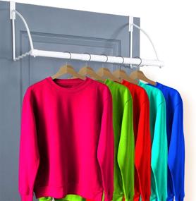 img 4 attached to 🚪 White Over-The-Door Closet Valet - Clothes Organizer Rack and Door Hanger for Clothing or Towel Storage and Organization in Home, Dorm Room - Fits Doors up to 1¾” Thick