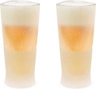 host freeze beer freezer gel chiller double wall frozen pint 🍺 - set of 2 with white glass - 16 oz - 2-pack logo