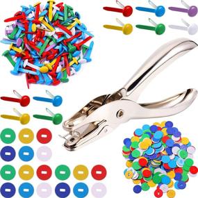 img 4 attached to 100 Count Brass Paper Fasteners Paper Brads, and 300 Count Plated Brass Washers with Hole Punch (Multicolor, 3/4inch)