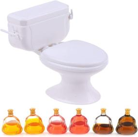 img 3 attached to Hosfairy Toilet Cake Toppers - Hilarious Mini White Toilet Toy Set for Bachelorette and Birthday Party Cake Decorations (1 Toilet with 6 Miniature Bottles)