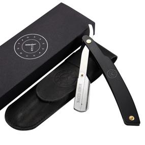 img 4 attached to Top-Rated Shavette Straight Razor – Metal Handle, Replaceable Blade, No Stropping & Honing! Great Starter Blade for a Close and Hygienic Shave. Comes with Sleek Leather Case (Black)