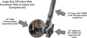 img 2 attached to 🚽 Toilet Valve Set with 1/2 inch NOM Inlet, 3/8 inch OD Compression Outlet Angle Shut Off, Escutcheon Plate, and 12-inch Long Stainless Steel Braided Brass Nut Water Supply Line