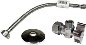 img 4 attached to 🚽 Toilet Valve Set with 1/2 inch NOM Inlet, 3/8 inch OD Compression Outlet Angle Shut Off, Escutcheon Plate, and 12-inch Long Stainless Steel Braided Brass Nut Water Supply Line