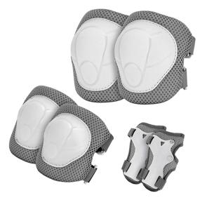 img 4 attached to Knee Pads For Kids Youth XIZECK 3 In 1 Kids Protective Gear Set Knee And Elbow Pads With Wrist Guards For Girls Boys Skating Bike Scooter Skateboard Rollerblading (Grey)