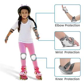 img 2 attached to Knee Pads For Kids Youth XIZECK 3 In 1 Kids Protective Gear Set Knee And Elbow Pads With Wrist Guards For Girls Boys Skating Bike Scooter Skateboard Rollerblading (Grey)