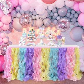 img 2 attached to 🌈 Colorful Organza Rainbow Tablecloth Decorations