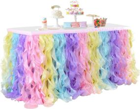 img 3 attached to 🌈 Colorful Organza Rainbow Tablecloth Decorations