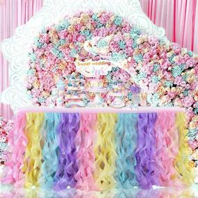 img 1 attached to 🌈 Colorful Organza Rainbow Tablecloth Decorations