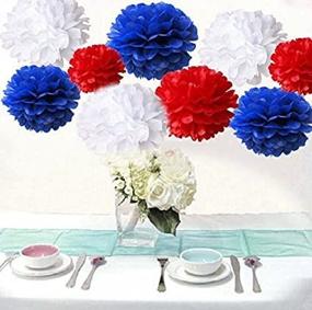 img 4 attached to 🎉 Add Festive Charm with Saitec Pack of 18PCS Mixed Royal Blue Red White Tissue Pom Poms – Perfect for Parties, Weddings, and Birthdays!