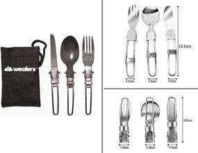 img 1 attached to Wealers 3-Piece Stainless Steel Folding Camping Picnic Cutlery Set - Spoon, Fork, and Knife