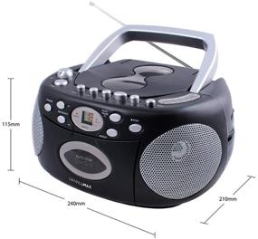 img 3 attached to 🎵 Hannlomax HX-323CD Portable CD Player with AM/FM Radio, Cassette Recorder, CD/Radio Recording, Aux-in & Headphone Jacks, Dual Power (Black)