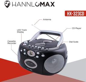 img 1 attached to 🎵 Портативный CD-плеер Hannlomax HX-323CD с AM/FM-радио, кассетным рекордером, записью CD/радио, входом Aux-in и разъемами для наушников, двойным питанием (черный)