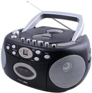 🎵 hannlomax hx-323cd portable cd player with am/fm radio, cassette recorder, cd/radio recording, aux-in & headphone jacks, dual power (black) logo