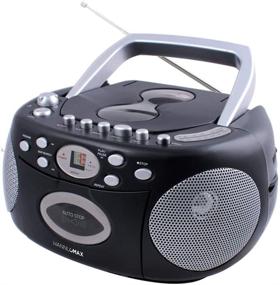 img 4 attached to 🎵 Hannlomax HX-323CD Portable CD Player with AM/FM Radio, Cassette Recorder, CD/Radio Recording, Aux-in & Headphone Jacks, Dual Power (Black)