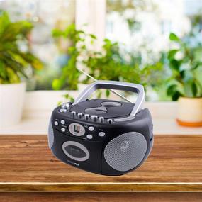 img 2 attached to 🎵 Hannlomax HX-323CD Portable CD Player with AM/FM Radio, Cassette Recorder, CD/Radio Recording, Aux-in & Headphone Jacks, Dual Power (Black)