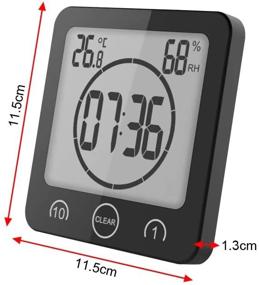 img 3 attached to Bathroom Shower Clock Digital Timer with Large LCD Display & Touch Screen - Temperature Humidity Display for Shower, Kitchen - Black