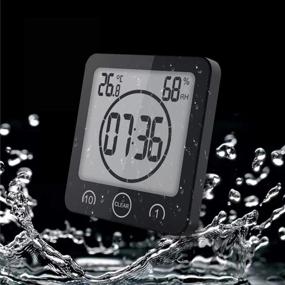 img 1 attached to Bathroom Shower Clock Digital Timer with Large LCD Display & Touch Screen - Temperature Humidity Display for Shower, Kitchen - Black