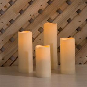 img 2 attached to 🕯️ Waterproof Resin Outdoor Flameless Candles with Timer - 4 Pack, Battery Operated, 2 Inch Diameter, Flickering Warm White LED, Remote Control Included