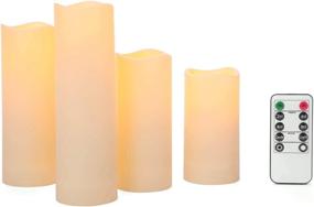 img 1 attached to 🕯️ Waterproof Resin Outdoor Flameless Candles with Timer - 4 Pack, Battery Operated, 2 Inch Diameter, Flickering Warm White LED, Remote Control Included